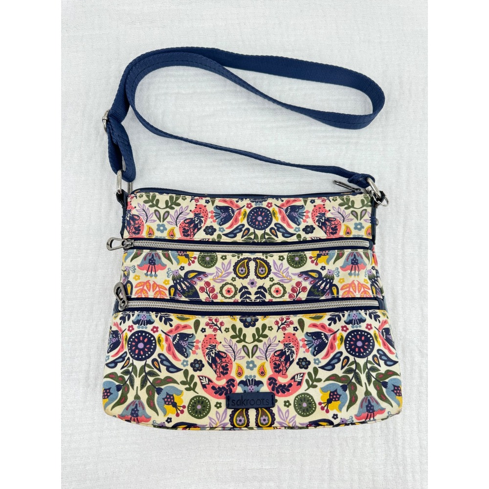 Sakroots Coated Canvas Crossbody Bag Multicolor Spirit Desert Fox Floral Print